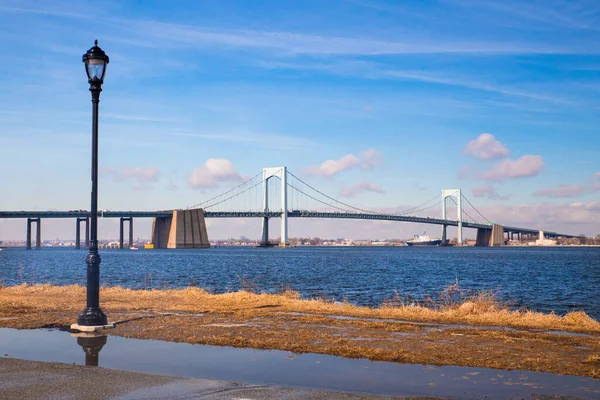 Throgs Neck Bridge Long Island Sound Нью Йорку Вид Bayside — стокове фото