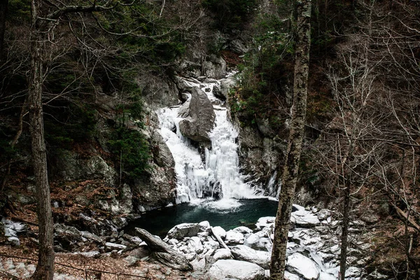 Kallt Vinterlandskap Vid Bish Bash Falls New York Och Massachusetts — Stockfoto