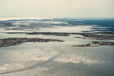 Long Island New York 'taki Nassau Bölgesi üzerinde hava manzarası