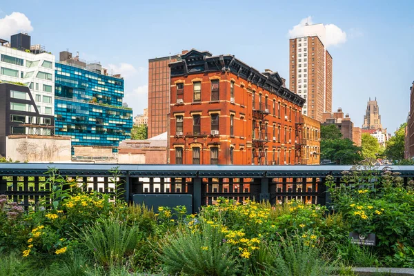 Сцена High Line Park Манхэттене Нью Йорке — стоковое фото