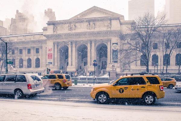 NY Public Library zimowy widok — Zdjęcie stockowe