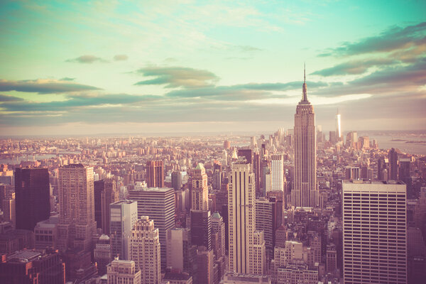 Vintage tone New York City skyline