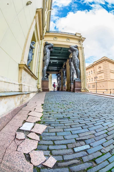 Petersburg Russia May 2017 Portico New Hermitage Decorated Figures Atlanteans — Stock Photo, Image