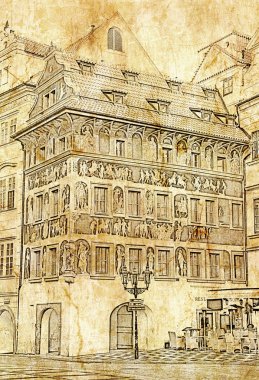 bir dakika, House. Prag. Çek Cumhuriyeti.