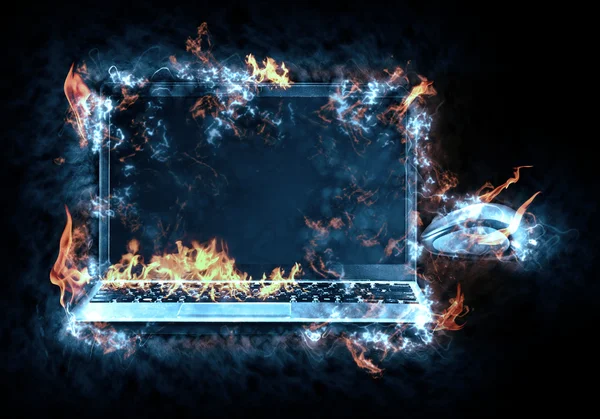 Aflame laptop — Stock Photo, Image