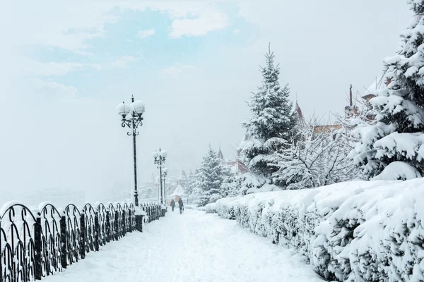 Tempesta di neve nella capitale ucraina — Foto Stock