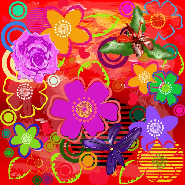 Flores fondo abstracto — Archivo Imágenes Vectoriales