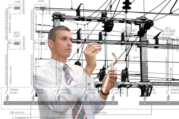 Engineering industrial designing power line — Stock Photo, Image