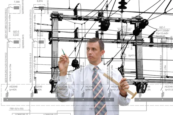 Engineering industrial designing power line — Stock Photo, Image