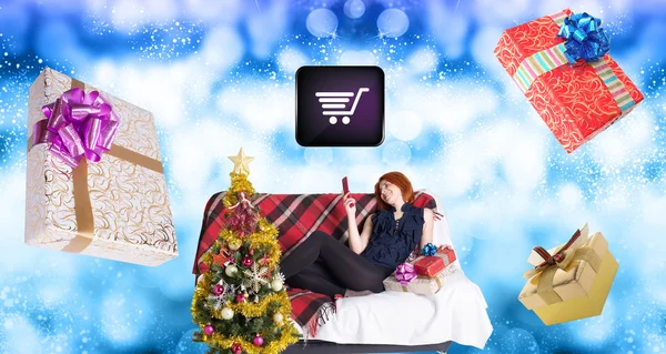 E-Buy in Christmas.Internet cadeaus — Stockfoto