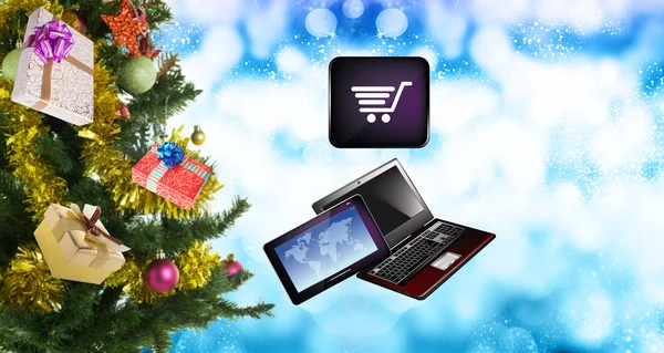 E-Buy in Christmas.Internet cadeaus — Stockfoto