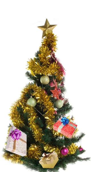 Green beautiful Christmas Eve tree with Gifts — Stock Photo, Image