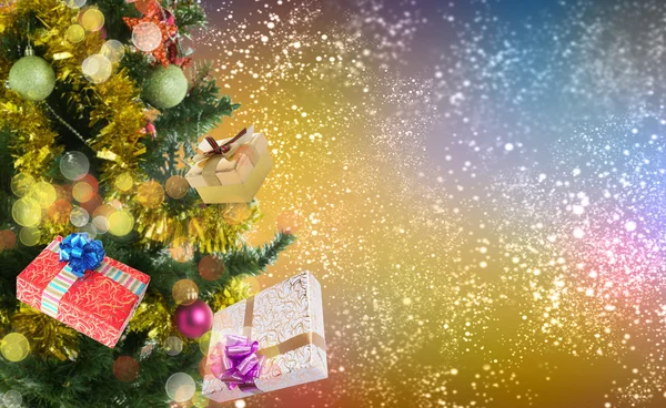 Nieuwjaar Eve.Abstract achtergrond met gedecoreerde kerstboom — Stockfoto