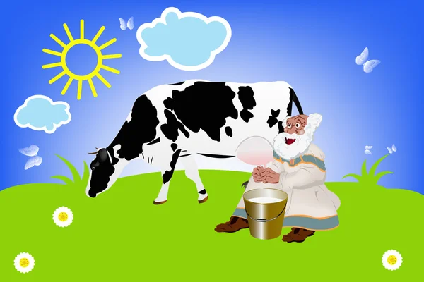 Milk.Cow.Fresh βιολογικών γαλακτοκομικών προϊόντων. Διάνυσμα — Διανυσματικό Αρχείο