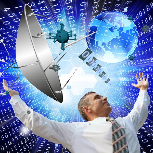 Communicatietechnologie. Kosmische verbinding. Internet — Stockfoto