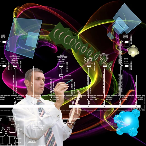 Erzeugung kosmischer Telekommunikationstechnologien. Digitale Verbindung — Stockfoto