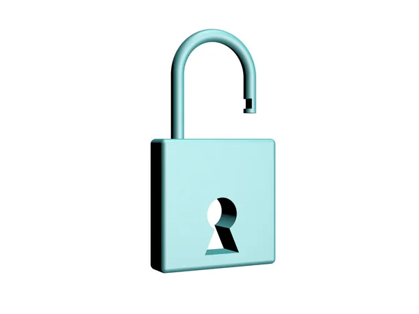 Open metal Lock op witte background.3d model — Stockfoto