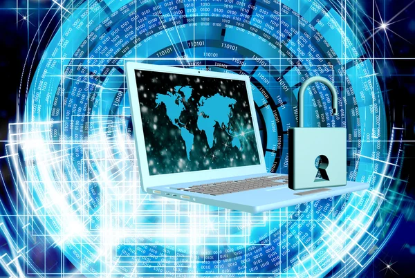 Computers security financial business.Safety programming connection.Internet — Stock Photo, Image