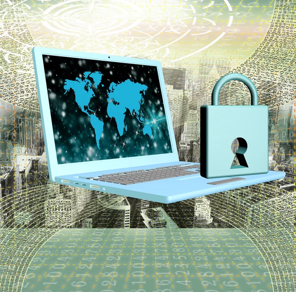 Számítógépek biztonsági pénzügyi üzleti. Biztonsági programozási kapcsolat. Internet — Stock Fotó