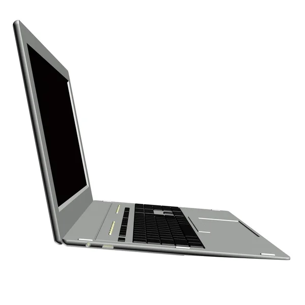 Novo laptop modelo de escritório em fundo branco.Modelo 3D — Fotografia de Stock