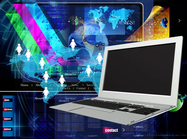 혁신적인 노트북입니다. Internet.Connection 기술 — 스톡 사진