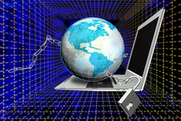 Создание безопасности инновационных технологий в сети Интернет. Концепция подключения — стоковое фото