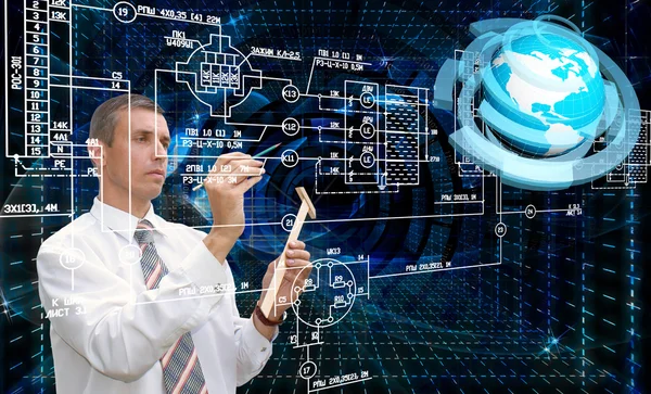 Engenharia projetando tecnologias de informática de comunicações.Conexão de engenharia industrial — Fotografia de Stock