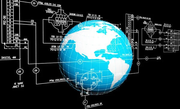 Engineering Design datorn kommunikationsteknik. Industriell ekonomi-anslutning — Stockfoto