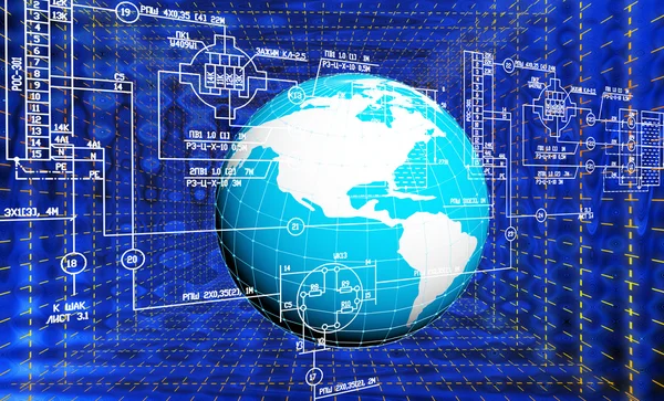 Проектирование инженерных коммуникаций компьютерные технологии. — стоковое фото