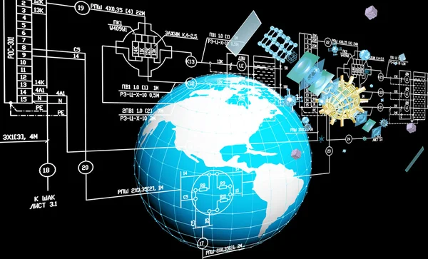 Engenharia projetando tecnologias de informática de comunicações.Conexão de engenharia industrial — Fotografia de Stock