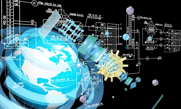 Ingeniería de diseño de comunicaciones tecnologías informáticas.Conexión de ingeniería industrial — Foto de Stock