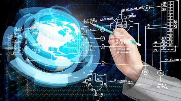 Diseño de la conexión de telecomunicaciones cósmicas de ingeniería Imágenes De Stock Sin Royalties Gratis