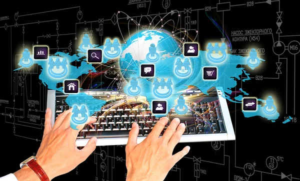 Internet technology concept of global business or social network connection — Stock Photo, Image