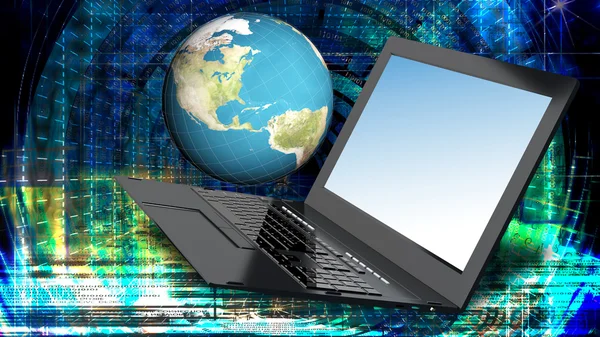 Высокоскоростной ноутбук для глобальной интернет-технологии — стоковое фото