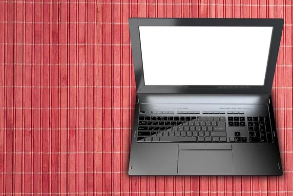 New modern laptop closeup on wooden  background — Stock Photo, Image