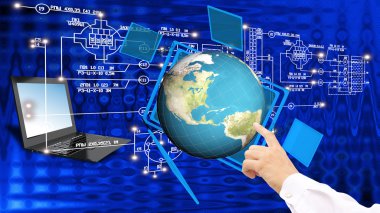 Küreselleşme bağlantı Internet teknolojisi. Üretimi