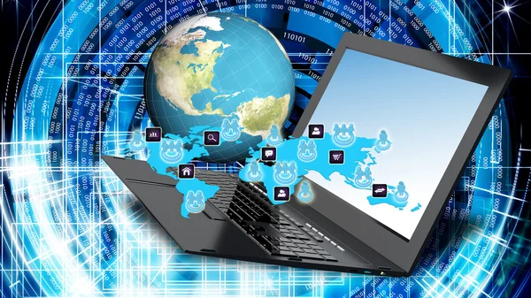 High-Speed-Laptop für globale Internet-Technologie — Stockfoto