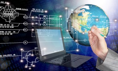 Küreselleşme bağlantı Internet teknolojisi. Üretimi