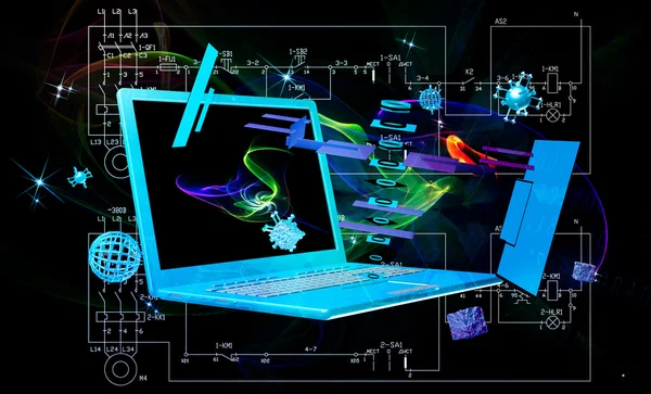 Engineering kosmische technologie computeraansluiting. Wetenschap techno — Stockfoto