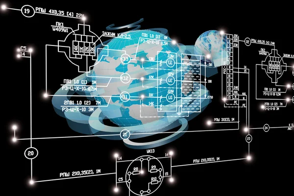 Tecnologia di ingegneria di E-connessione. Ingegnere funzionante — Foto Stock