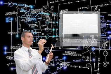 E-bağlantı mühendislik teknolojisi. Çalışan mühendis