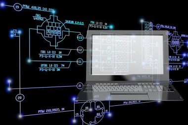E-bağlantı mühendislik teknolojisi. Çalışan mühendis