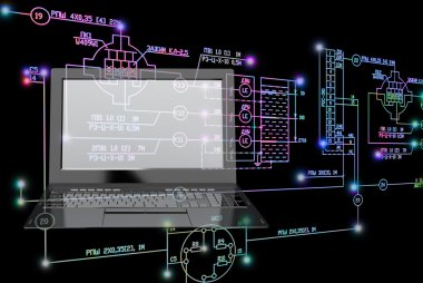 E-bağlantı mühendislik teknolojisi. Çalışan mühendis