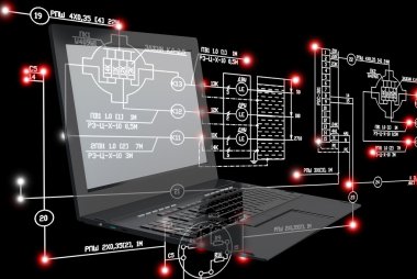 E-bağlantı mühendislik teknolojisi. Çalışan mühendis