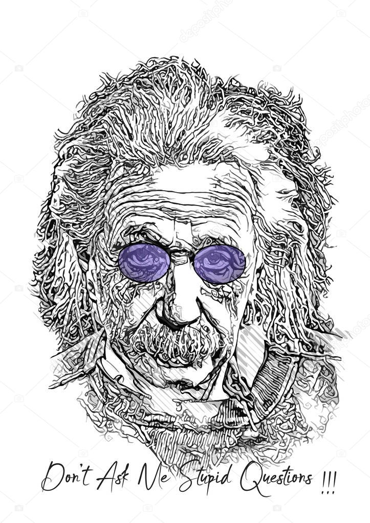 Albert einstein illustration with Sunglasses