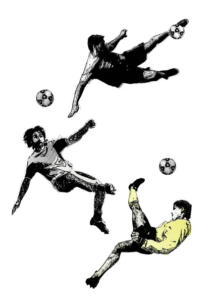 Три Иллюстрации Футболиста — стоковый вектор