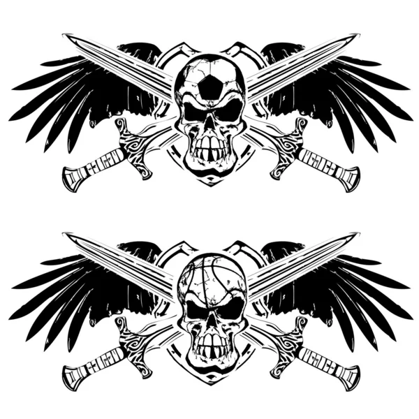 Escudo de fútbol y baloncesto emblema — Vector de stock