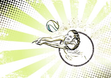 retro beach volleyball poster background clipart