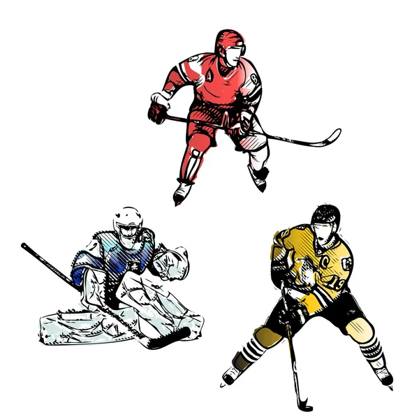 Joueurs de hockey sur glace illustrations vectorielles — Image vectorielle