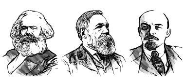 Marx, Engels and Lenin portraits clipart